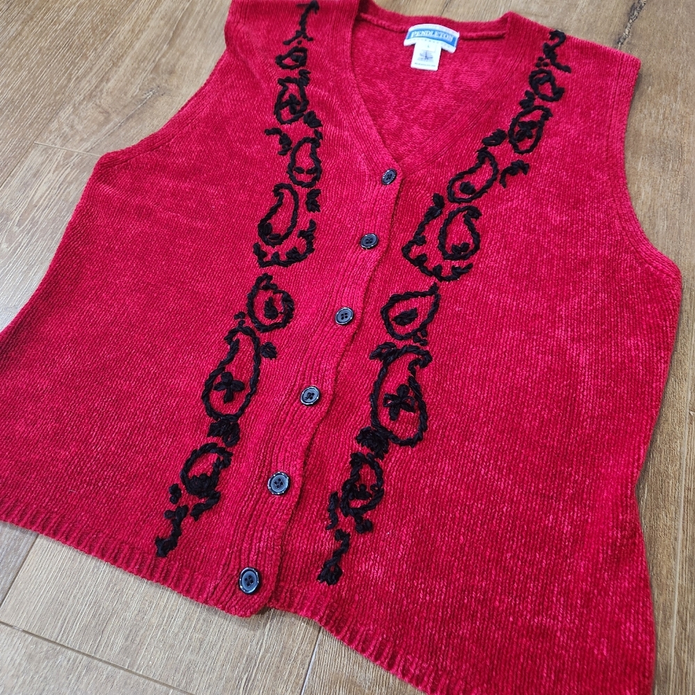 Vtg Pendleton Knockabouts Knit Embroidered Sweater Cadigan Vest Large Western - Picture 2 of 10